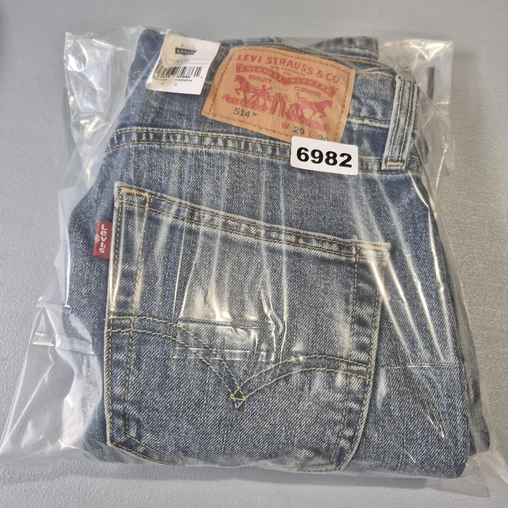 Levi's 514 Jeans Mens 29x30 Slim Straight Flex Distressed‎ Performance Denim New